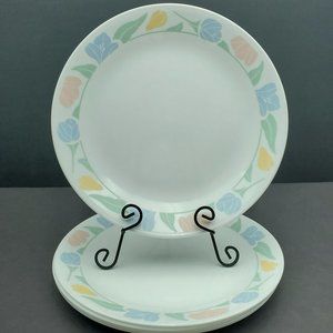 Corelle Friendship Dinner Plates 5 Corning Tulip Muted Pastel Floral Plates